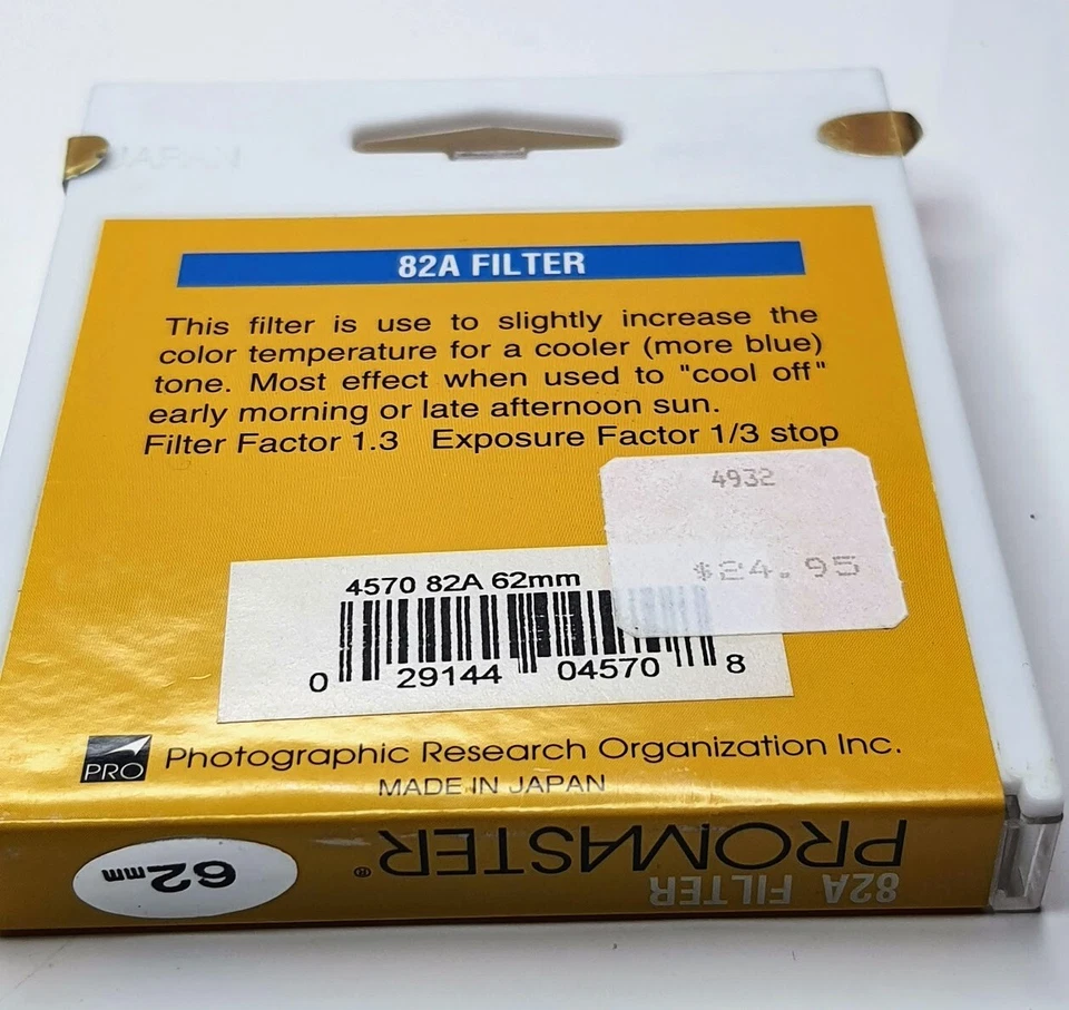 Genuine Pro 62mm 82A 82-A 82 A Color Conversion Glass Lens Filter Japan 62 mm 62 - Image 2 of 4