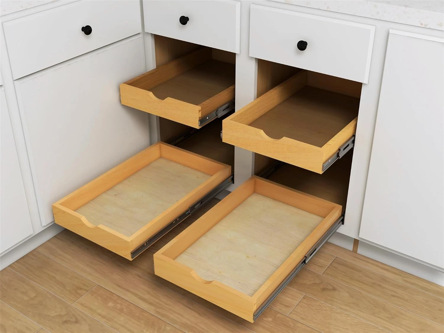 14" Wooden Pull-Out Tray for Kitchen Cabinets - Organizer & Shelf Solution