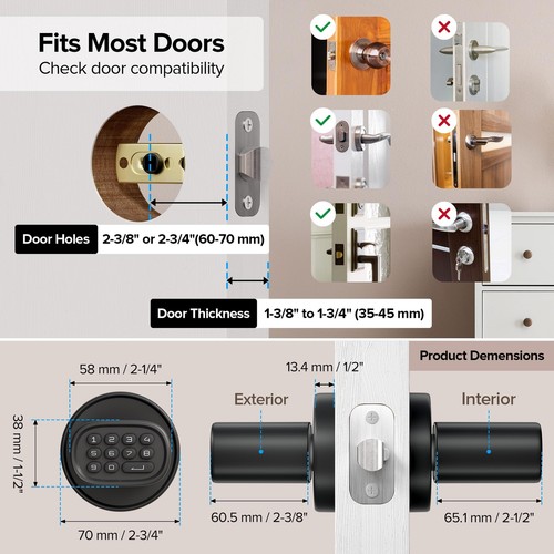 Keyless Entry Door Lock, Fingerprint Door Lock with Keypad Biometric Door Kno... - Picture 5 of 8