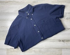 Polo Ralph Lauren Seersucker Button Up Shirt Cotton Preppy Casual Size: M EUC 