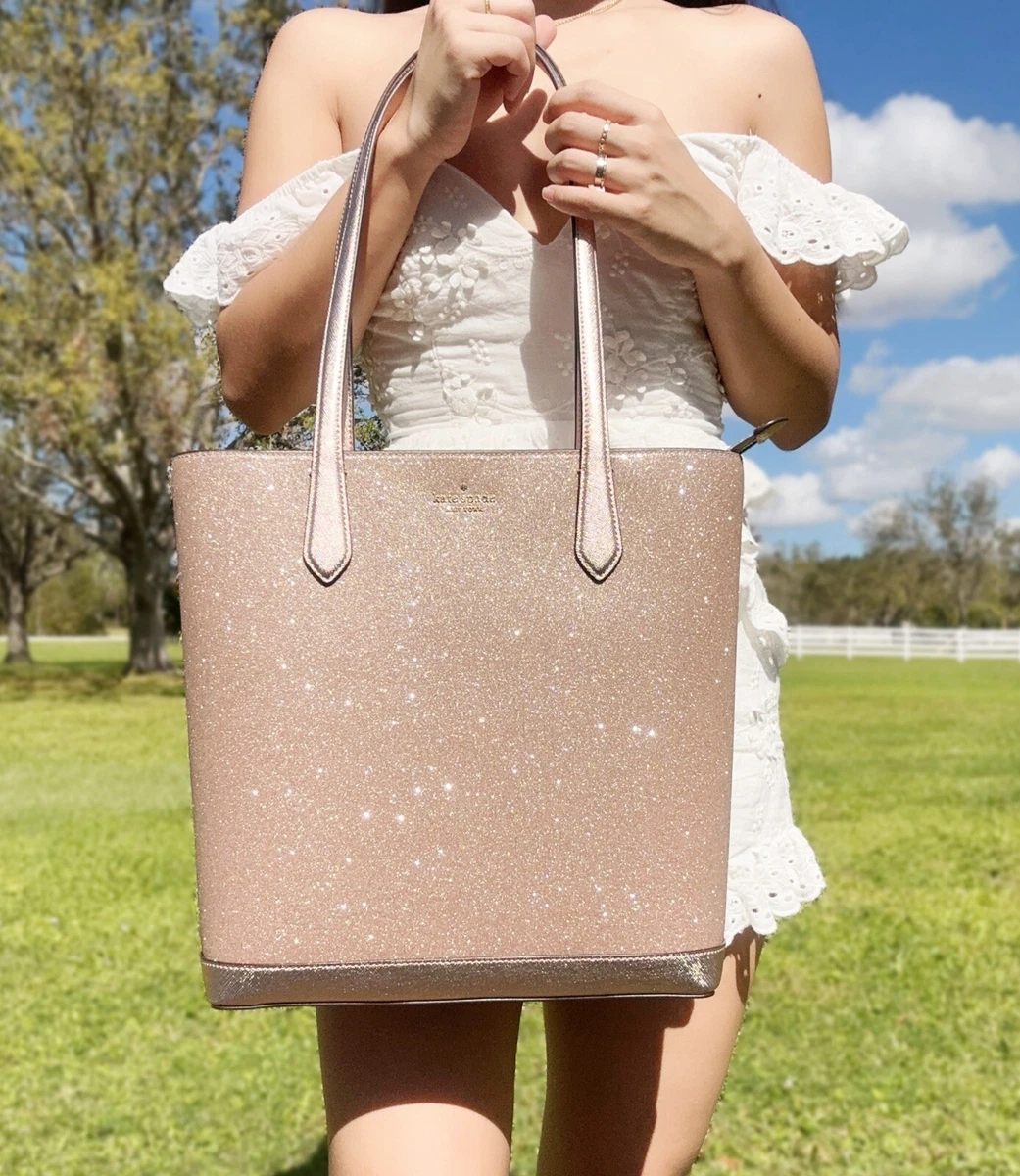 Kate Spade Tinsel Rose Gold Glitter Shoulder Tote India