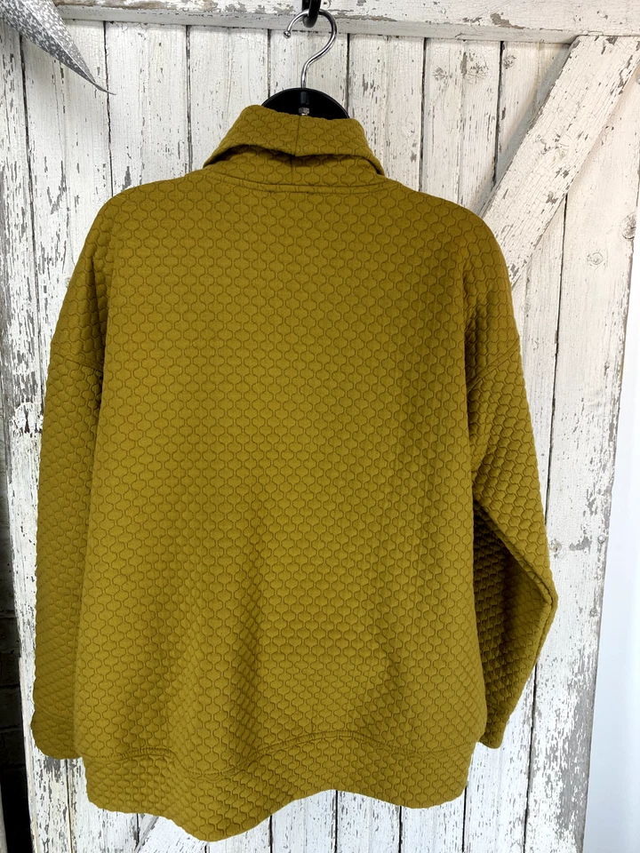 Jones New York Quilted Cowl Neck Womens Hoodie Medium Gold Pullover Sweatshirt - Image 4 of 4