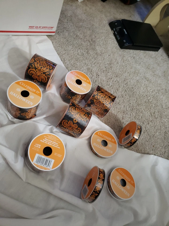 Halloween Wired Ribbon 10 Rolls 2.5" X 12' (6 Rolls) And 5/8" X 9' (4 Rolls) New - Image 4 of 4