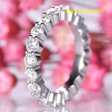 14K White Gold Over 3CT Lab Created Round Cut Diamond Full Eternity Band Ring