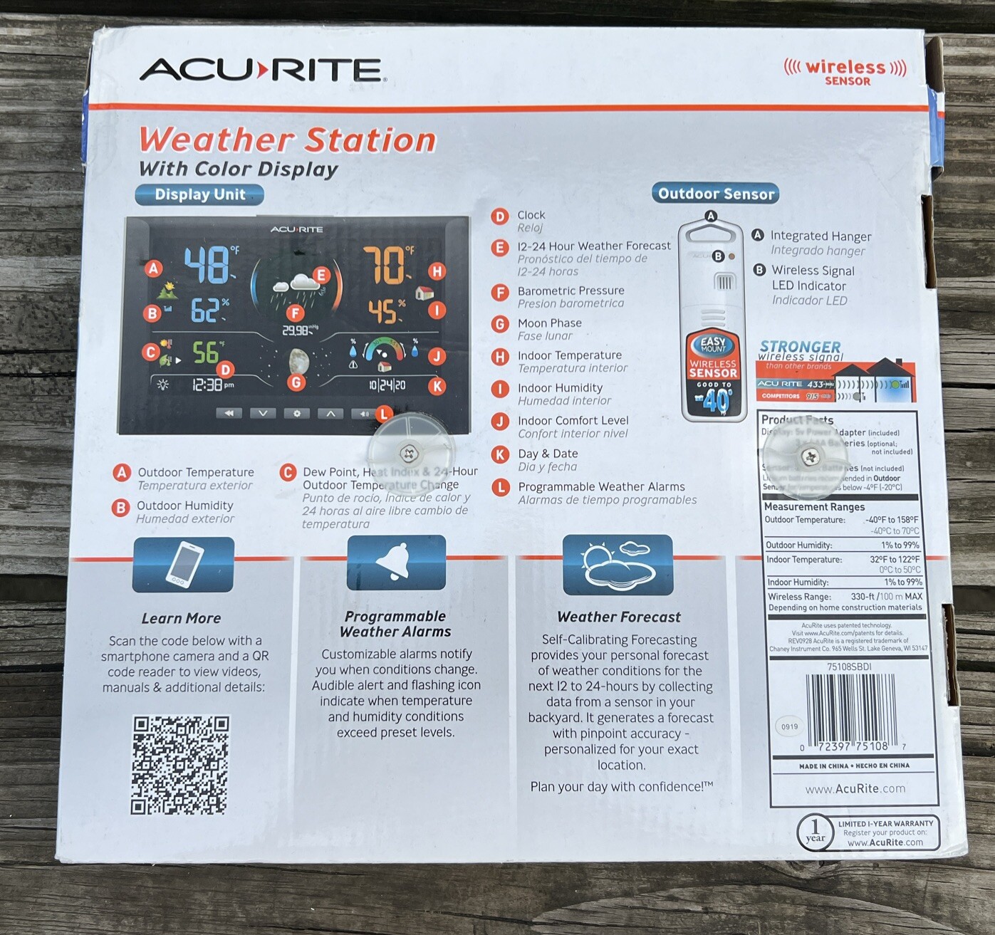 Acurite Weather Station My Backyard Color Display Wireless Screen Outdoor Sensor