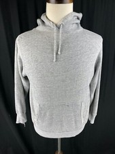 70s 80s Thin Hoodie Pullover Vtg Heather Gray Fits S Distressed Flaw Drawstrin