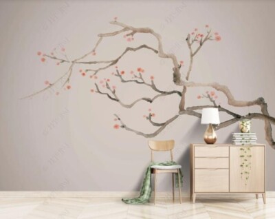 3D Plum Bossom Branch Pink Self-adhesive Removeable Wallpaper Wall Mural
