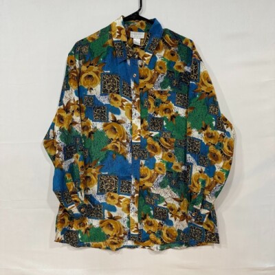 VTG Partners Mervyns Blouse Women s L Floral Baroque Print Button Up Hong Kong