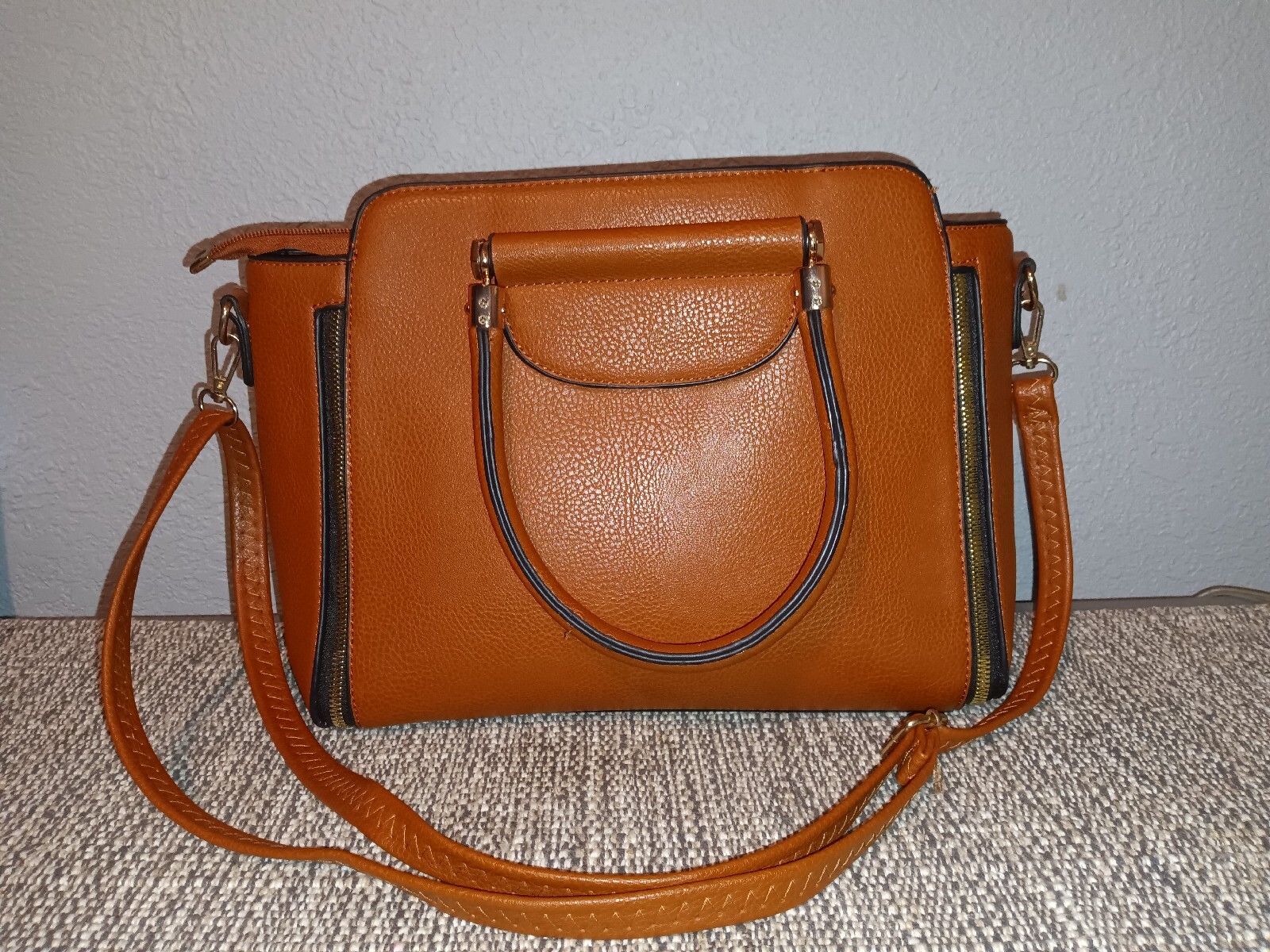 Brown Leather Strap Purse eBay