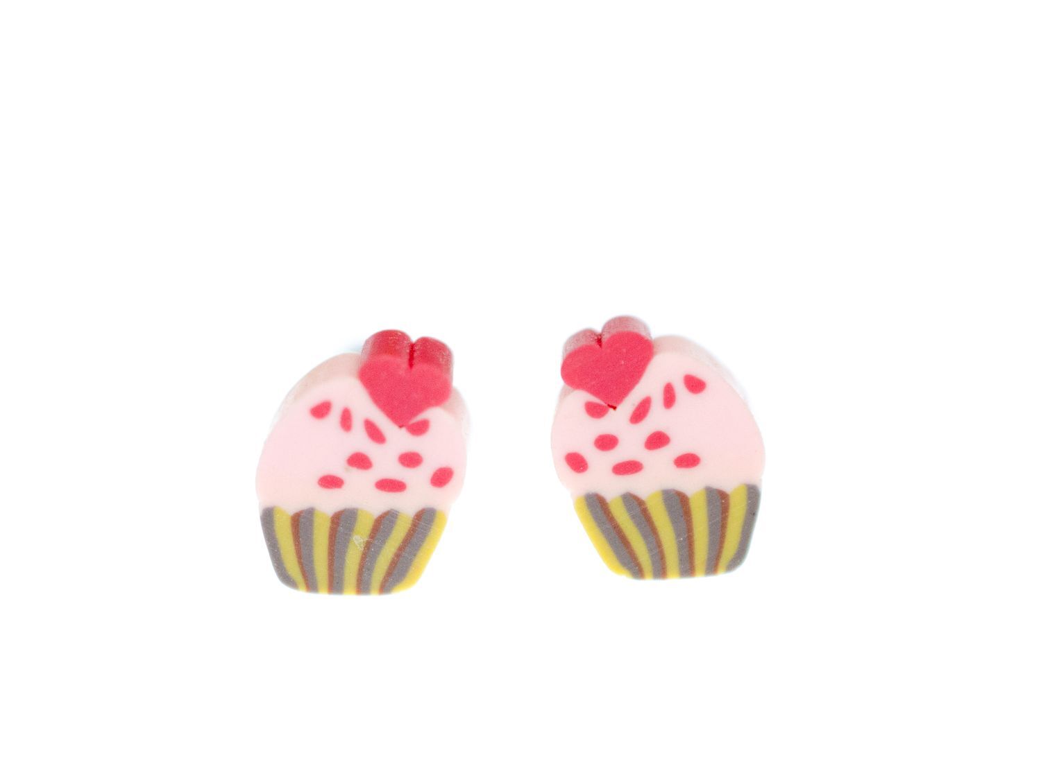 Pink Heart Cupcake Muffin Stud Earrings for Miniblings