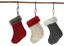 Creative Co-Op XM2564A 6" Long Cable Knit Fabric Stocking Ornament Set of 3