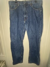 Levi's 505 Men's Straight Leg Size 38x32 Dark Blue Denim Jeans