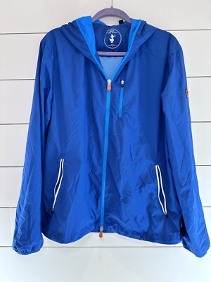 Save The Duck Mens Ultra Light Rain Jacket Water Repellent Blue Sz L Bright Blue