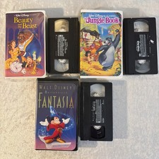 Disney Black Diamond VHS Lot of 3 Jungle Book, Fantasia, Beauty And The Beast