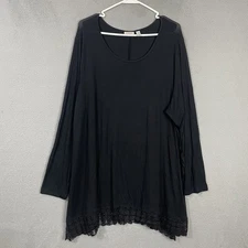 LOGO Lori Goldstein Tunic Top Womens Plus 2X Black Long Sleeve Stretch
