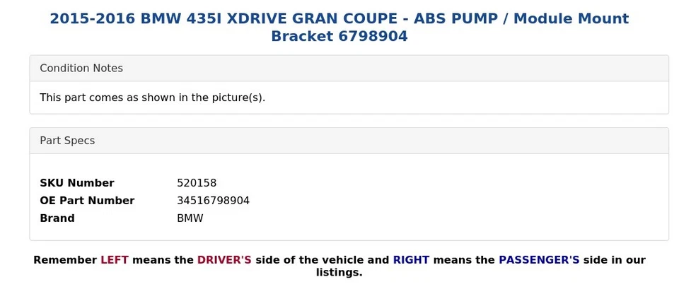 BMW 435I XDRIVE GRAN CUPÉ 2015-2016 - BOMBA ABS/soporte de montaje de módulo 6798904 Foto 4 de 4