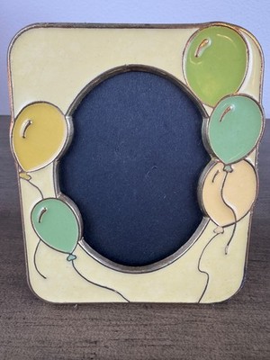 Adorable Small Enameled Metal Balloon Picture Frame - For 4 1/4'' x 3 1/4'' Pic