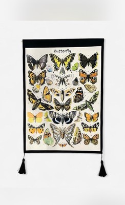Butterfly And Moths Cloth Flag W/ Dowel 18.5 x26.5 