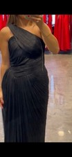 Damen Abendkleid lang Schwarz One-Shoulder pl...