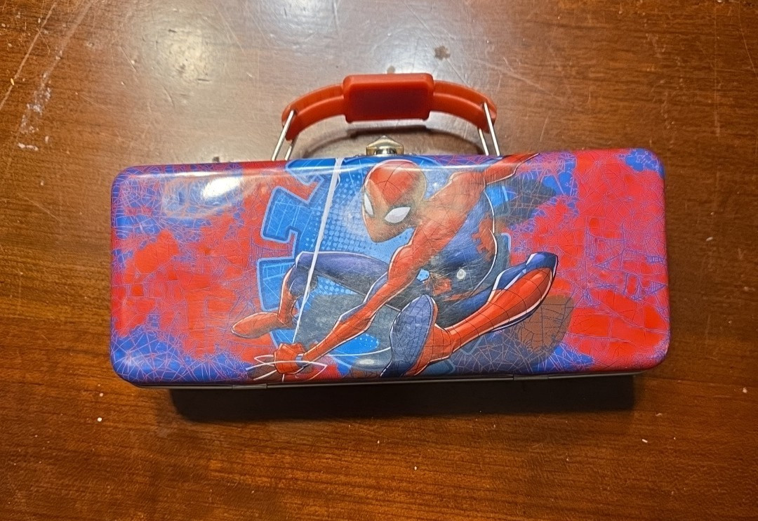 Spiderman Tool Box Tin For School Supplies (Pencil/Pens) Has