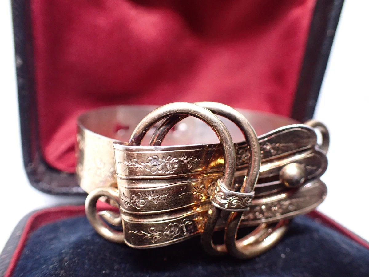 Bracelet Gourmette En Argent Massif 925 - Vermeil - Pierre Verte - Vintage