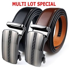 Genuine Leather Mens Ratchet Belt Belts For Men Adjustable Automatic Buckle Ti