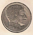 Modern Hobo Nickel Teddy Roosevelt on 1937 Buffalo Nickel