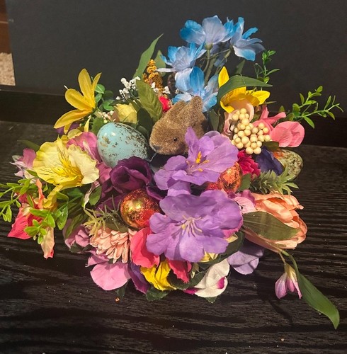 Spring Easter Rabbit Wicker Basket Centerpiece Florable | eBay