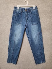 Democracy Ab Technology Ankle Barrel Jeans Womens 8 Blue Slimming Patch Pockets