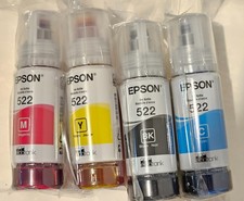  SEALED Genuine Epson 522 Ink Bottles 4 Pack for ET-2720 ET-2800 ET-2803 ET-4700