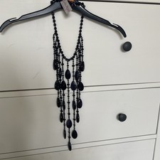 Extremely Rare Lola Rose Statement Extreme Fringe Necklace In Blue Sandstone
