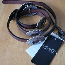 NWT Lauren Ralph Lauren Leather Skinny Concho Belt Size XL