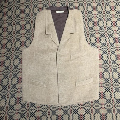 Vintage River Junction Trade Co. Tan Fuzzy Wool Old Western Vest Size Large