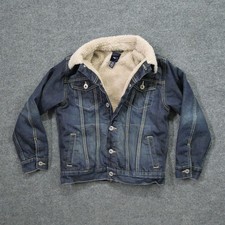 Gap Jean Jacket Youth Large Blue Denim Sherpa Lined Kids Boys Trucker
