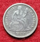 1872 Silver Seated Liberty 10c Dime VF Detail