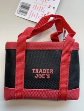 Trader Joe's Micro Mini Tote Bag With Red Black Grocery Bag Limited Edition New