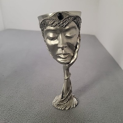 Lord of the Rings Lady Galadriel Pewter Goblet Cast Handmade Signed 8.5'' 