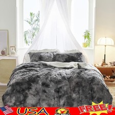 Plush Velvet Faux Fur Comforter Set Ultra Soft Cozy Bedding Decorative 3-Piece
