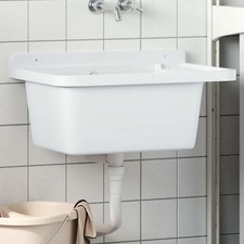 WALPLUS Wall Mounted Utility Sink 60x40x28cm Resin Laundry Wash Basin