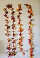 Fall Garland, 3 Strands, 17+ Feet, Leaves With Pumpkin,  Corn, Nuts, 102" 50" 55