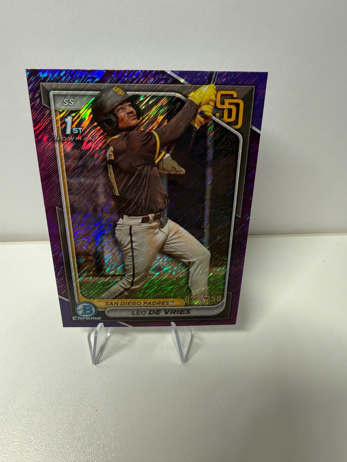 Leo De Vries 2024 Bowman Chrome 1st Purple Shimmer Refractor /250 #BCP-179