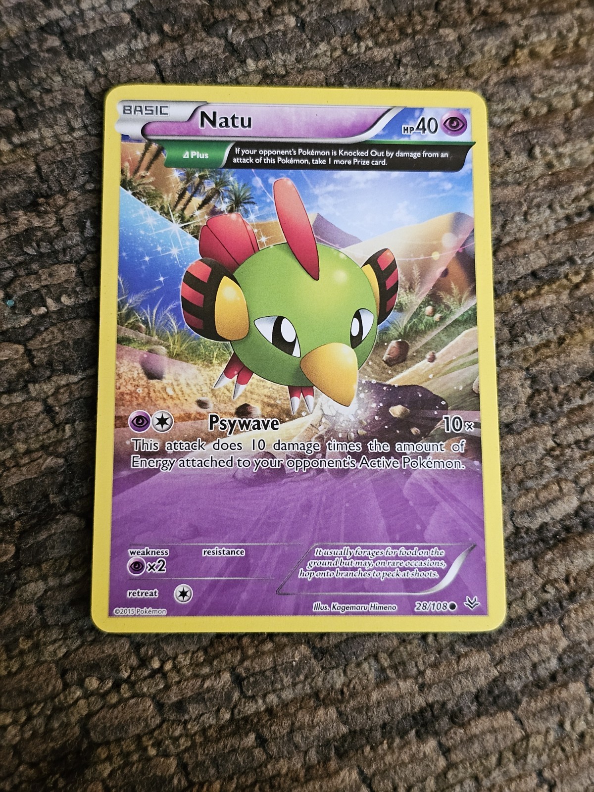 Pokémon TCG- Natu- 28/108- Roaring Skies- Regular- LP