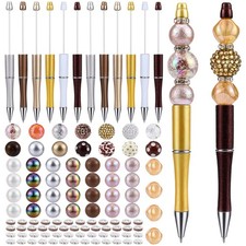 12 Set Plastic Bead Pen Beaded Pens Kit DIY Pens Making Kit With Different Si...
