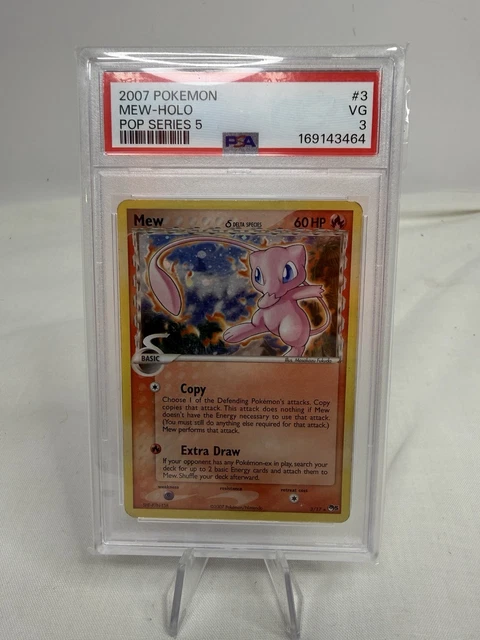Pokemon 2007 Mew 3/17 Holo POP Series 5 CORRECTED BACK PSA 3