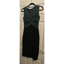 Phase Eight Black Teal Embroidered Evening Cocktail Dress UK 10 Elegant Party