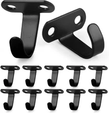 AccEncyc 12Pcs Screw Mounted Ceiling Hooks Under-Shelf Towel Robe Black 