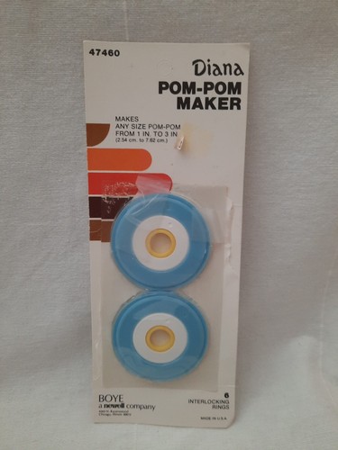 Vintage Diana Pom Pom Maker In Original Package Makes 1-3 Inch Pom Poms