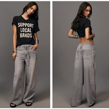 ANTHROPOLOGIE x PILCRO High-Rise Wide-Leg Jeans Gray Sz 33 M37 