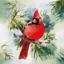 Set Of 20 Luncheon Winter Cardinal Napkins