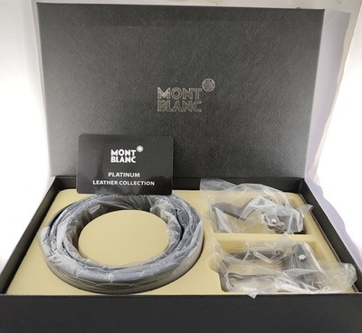Montblanc Special Edition Black Color Men Leather Belt With 2 Buckles -Star Logo